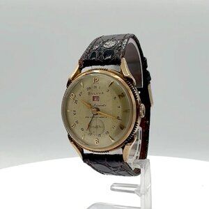 Vintage Bulova Calendar Date Pointer Men's Automatic Wristwatch 10BPAD 10k GF